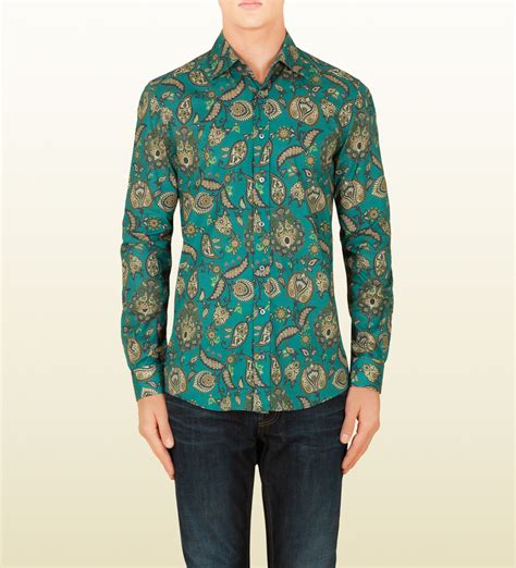 gucci paisley shirt|Paisley print silk shirt in Green Ready.